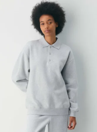 Cozy Sweatfleece Boyfriend Polo Sweatshirt Cozy Sweatfleece Boyfriend Polo Sweatshirt